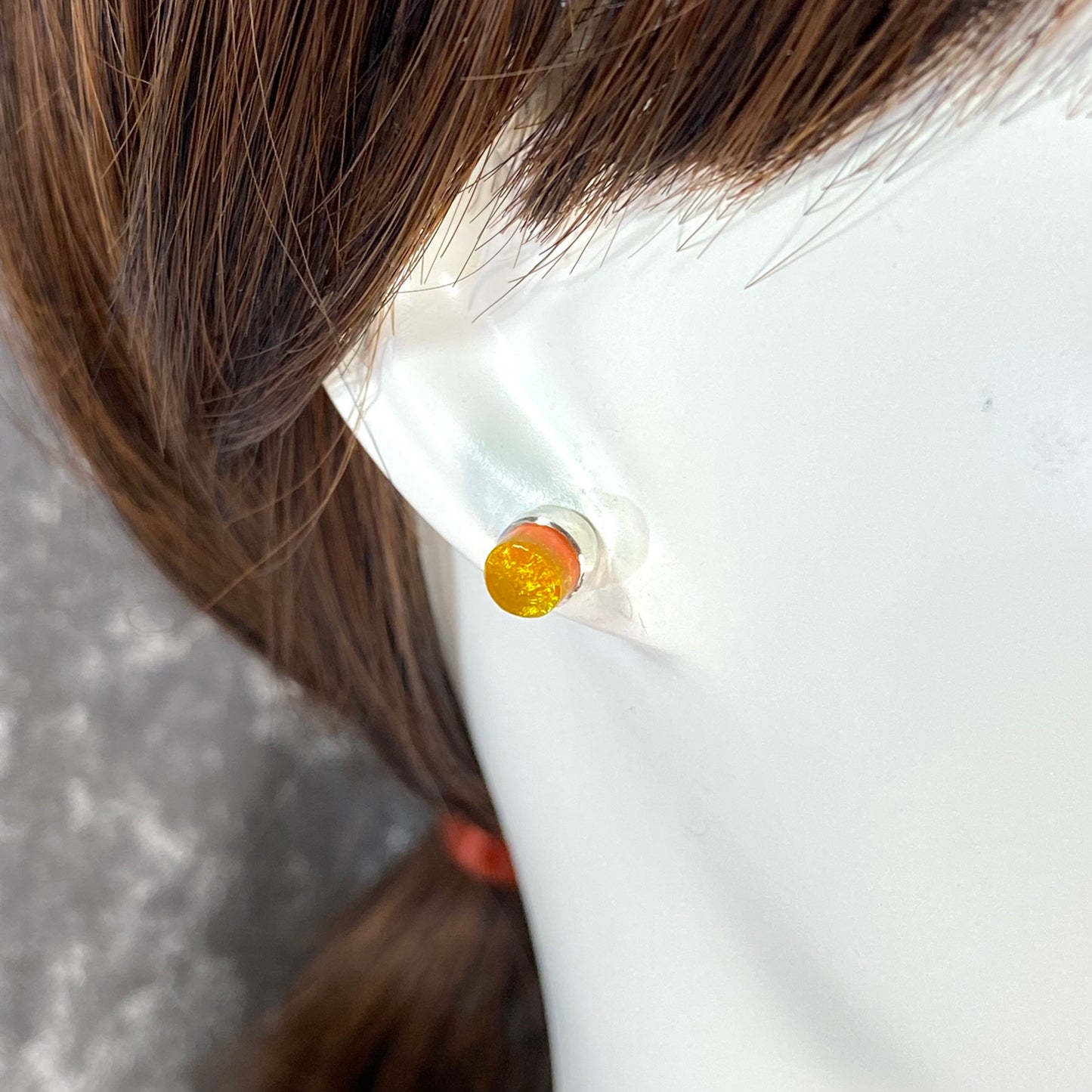 Tiny Circle Post Earrings in Butterscotch