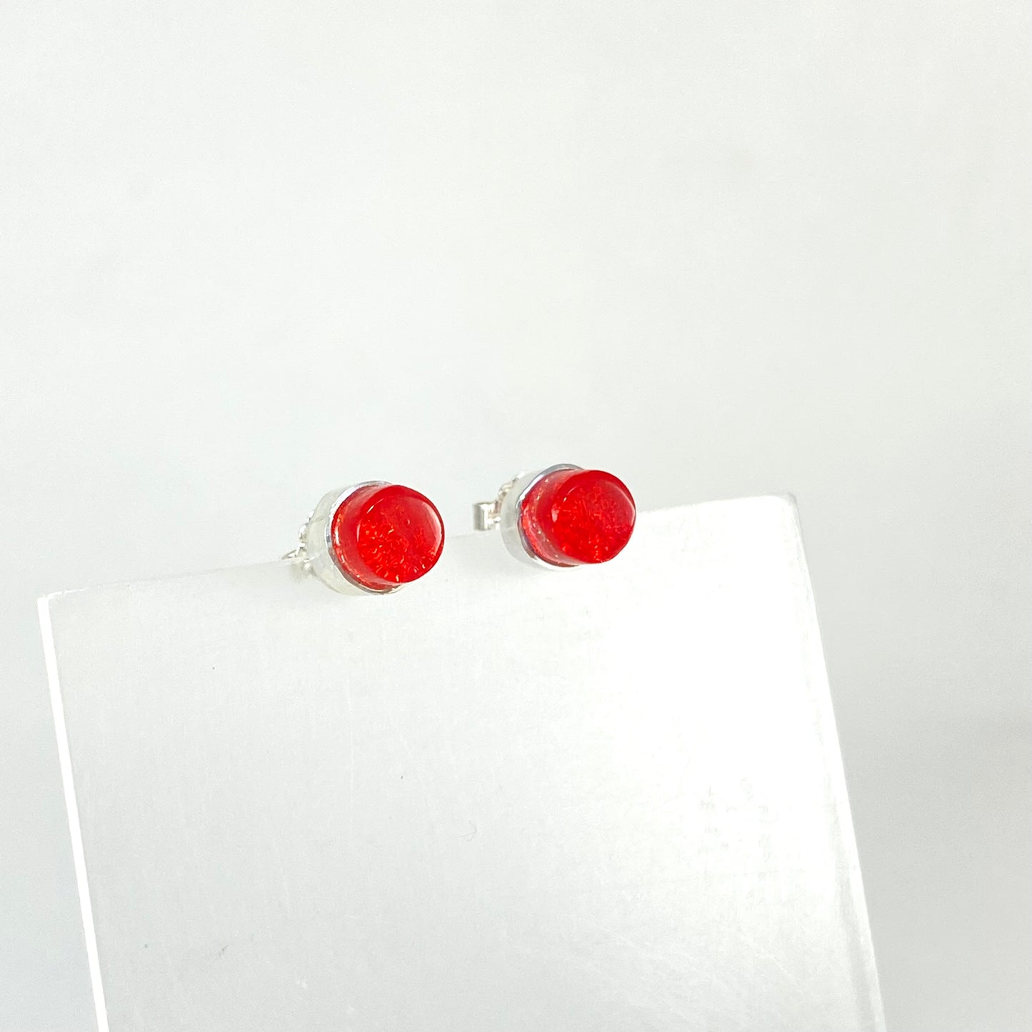 Tiny Circle Post Earrings in Sangria