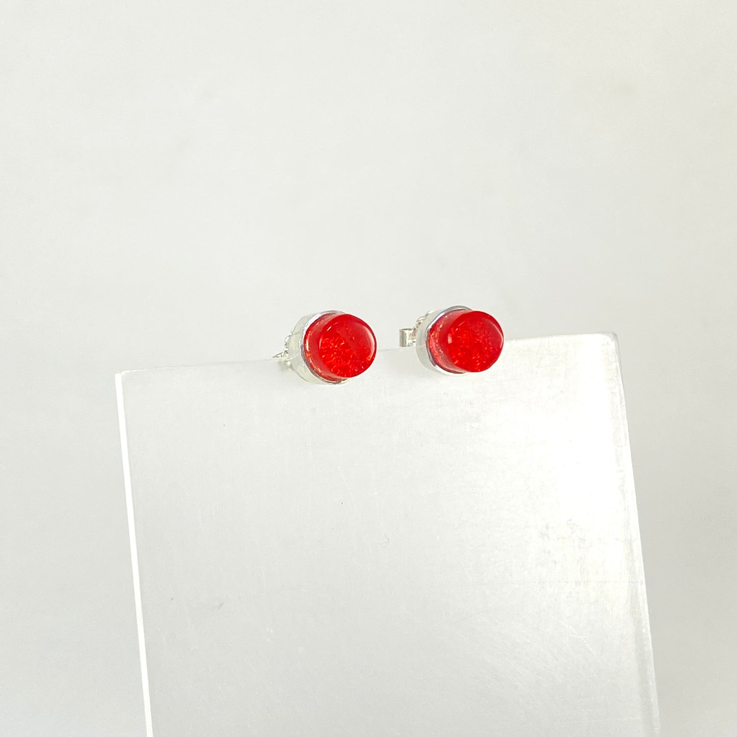 Tiny Circle Post Earrings in Sangria