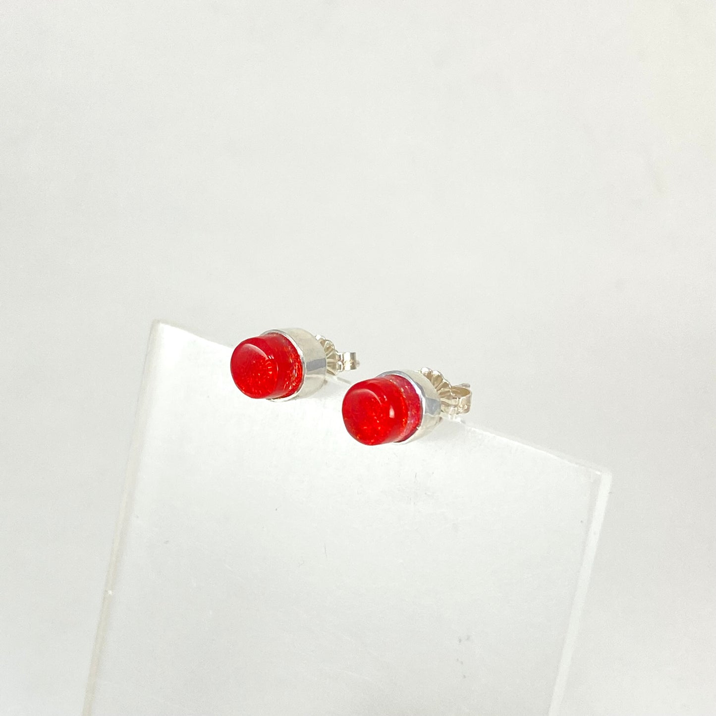 Tiny Circle Post Earrings in Sangria