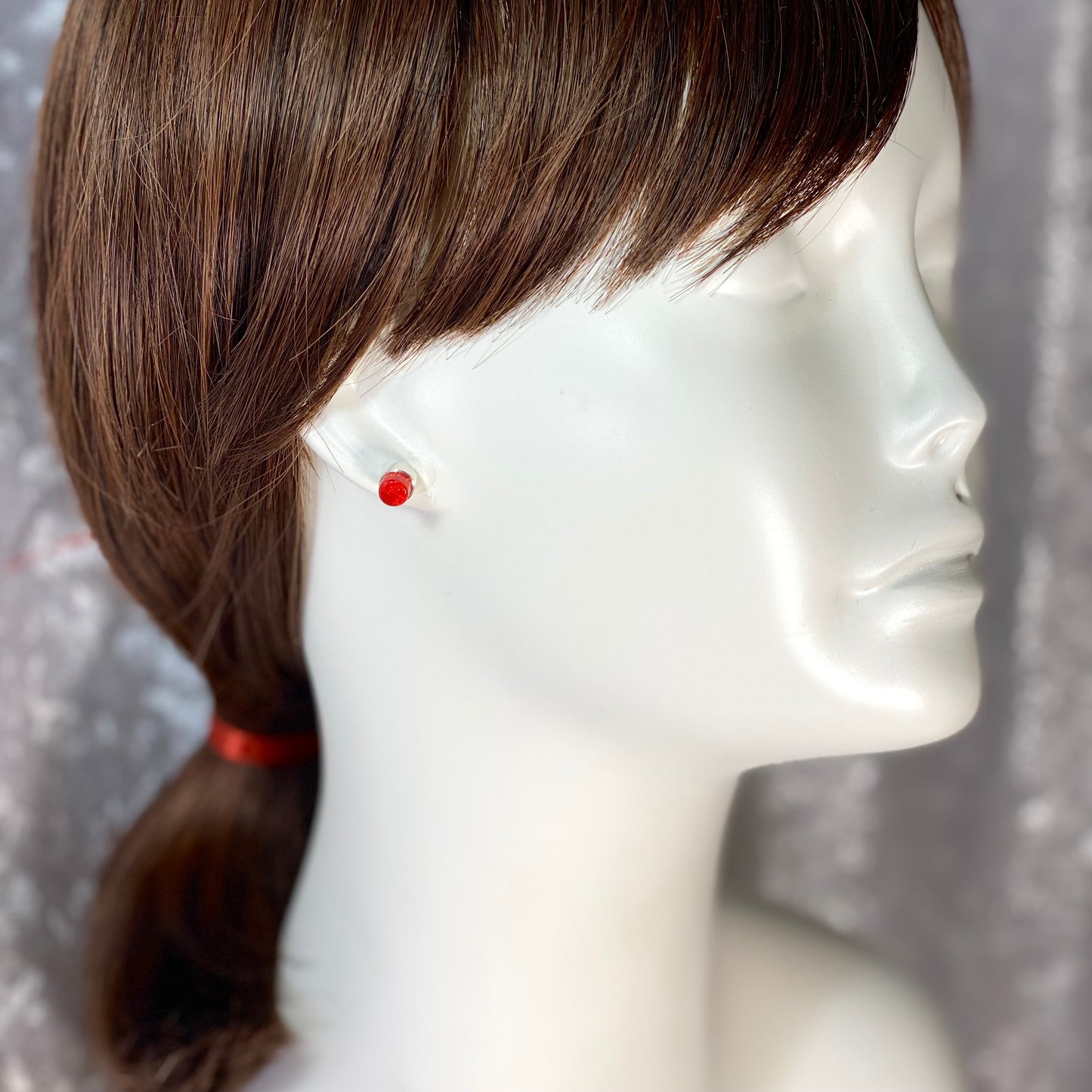 Tiny Circle Post Earrings in Sangria