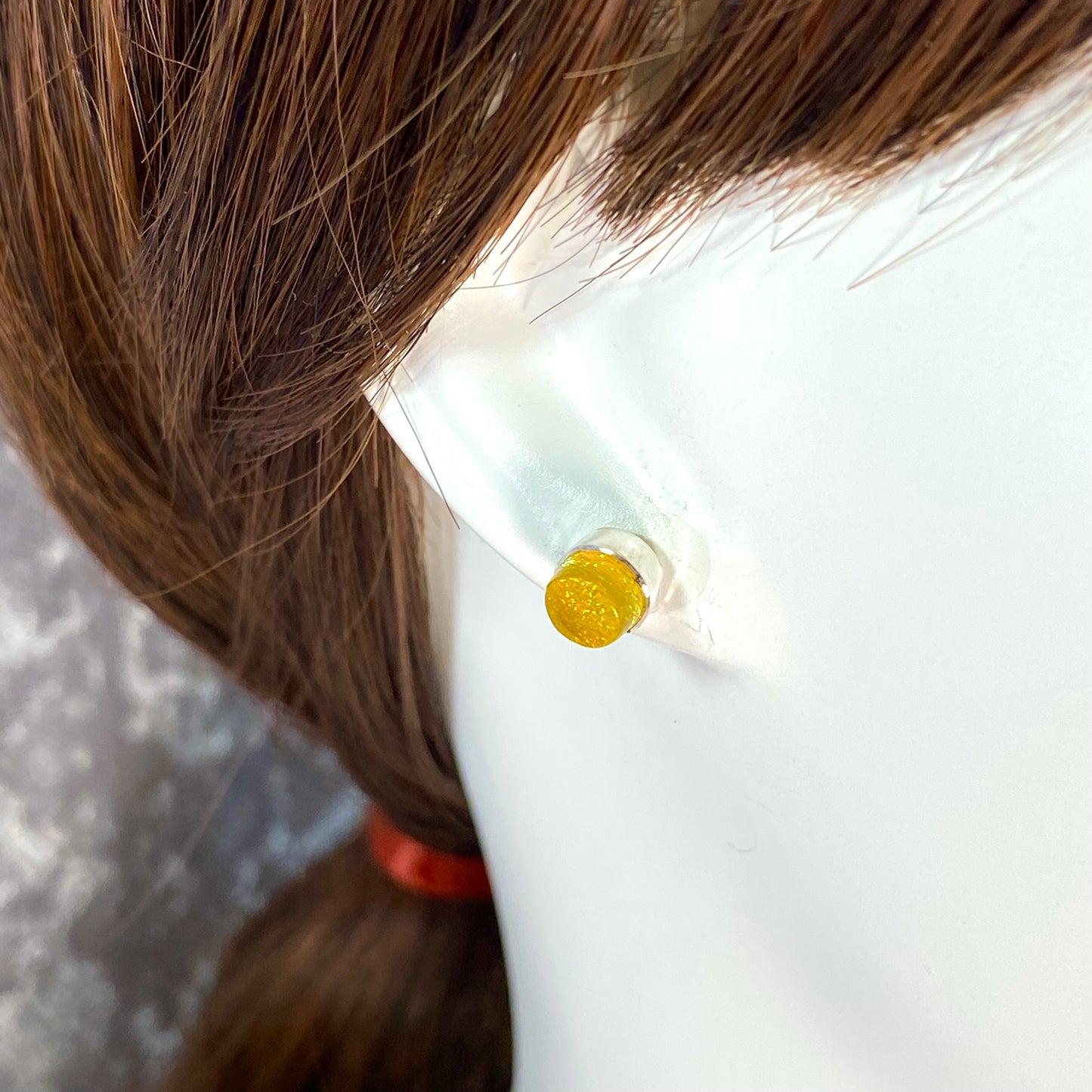 Tiny Circle Post Earrings in Lemon