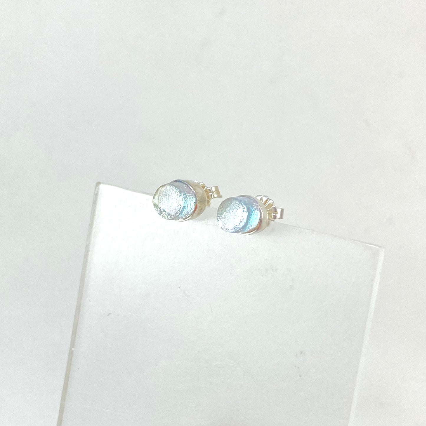 Tiny Circle Post Earrings in Pearl