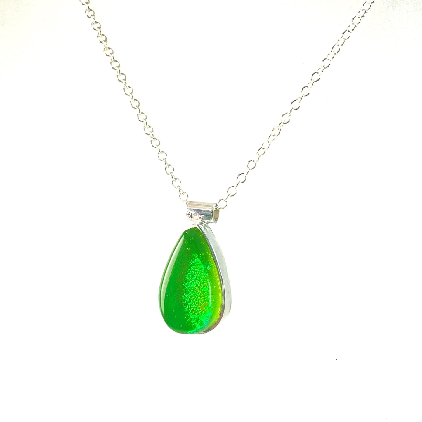 Teardrop Necklace in Citron Green