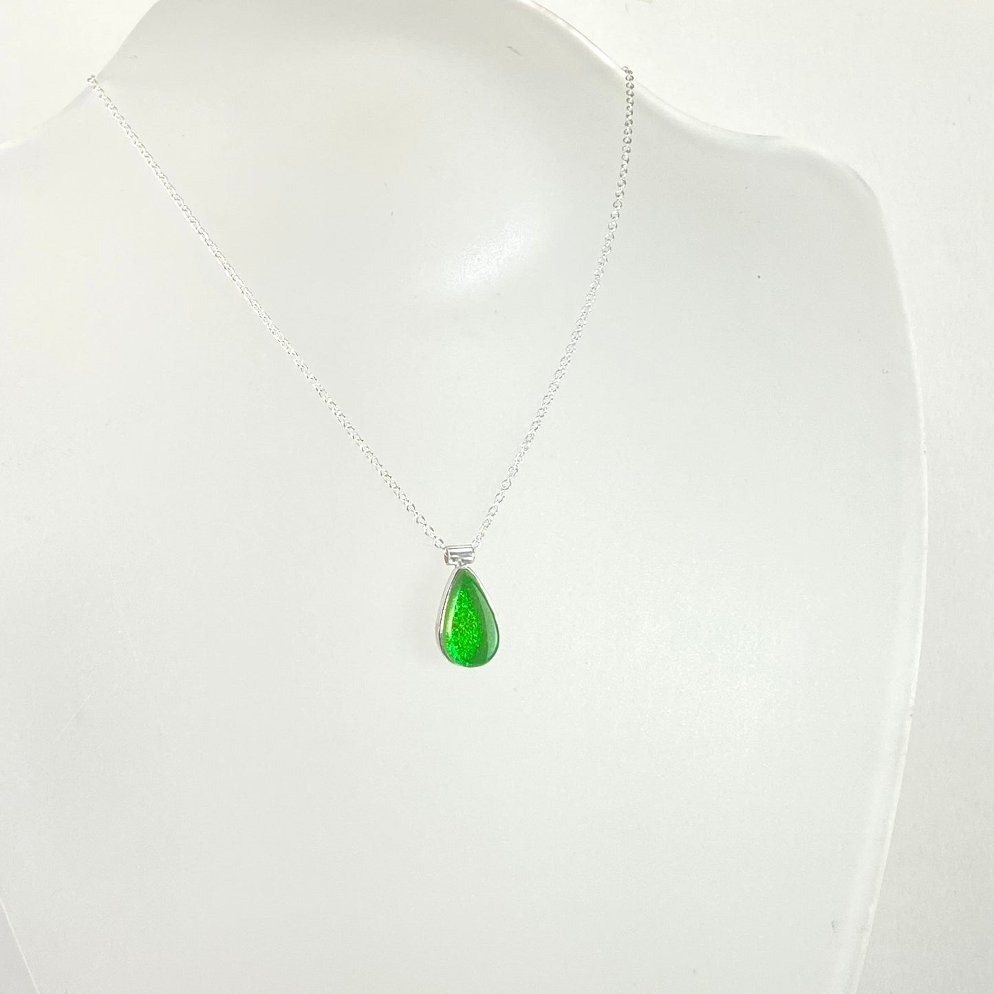 Teardrop Necklace in Citron Green