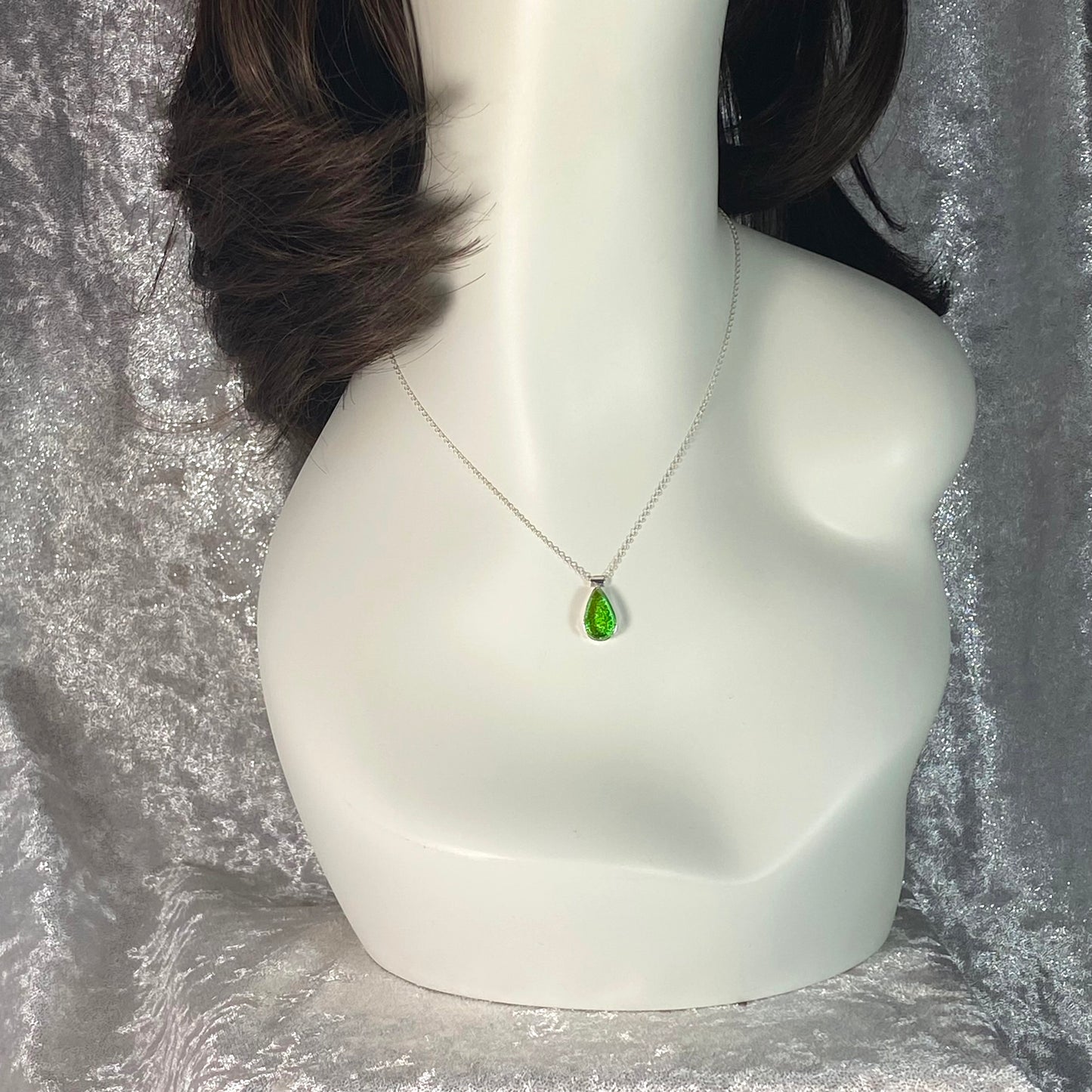 Teardrop Necklace in Citron Green