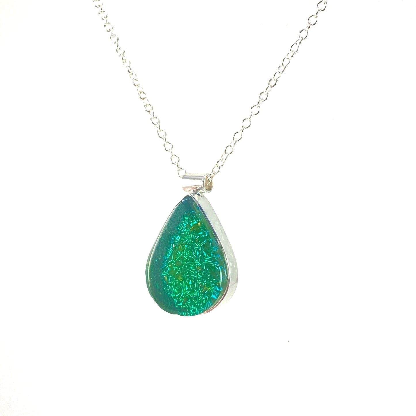 Teardrop Necklace in Grass Green