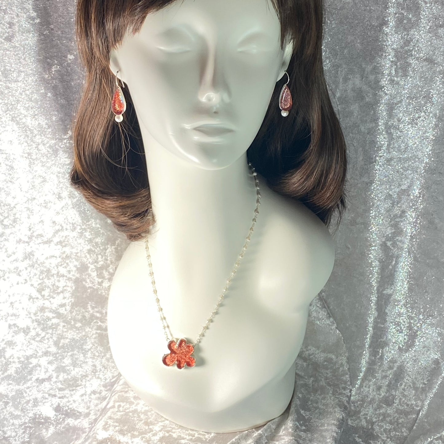 Teardrops Earrings with Pearl in Watermelon