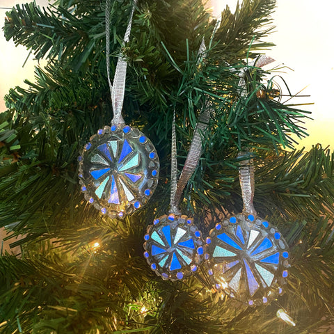 Three (3) Pinwheel Abstract Ornaments in Dichroic