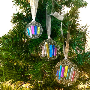 Three (3) Circle Abstract Ornaments in Dichroic