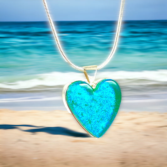Heart Necklace in Aqua