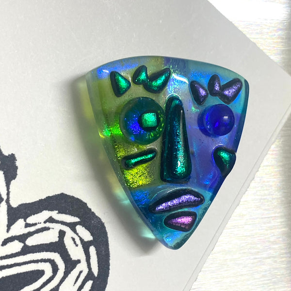 Face Art Magnet in Greens, Blues and Purple