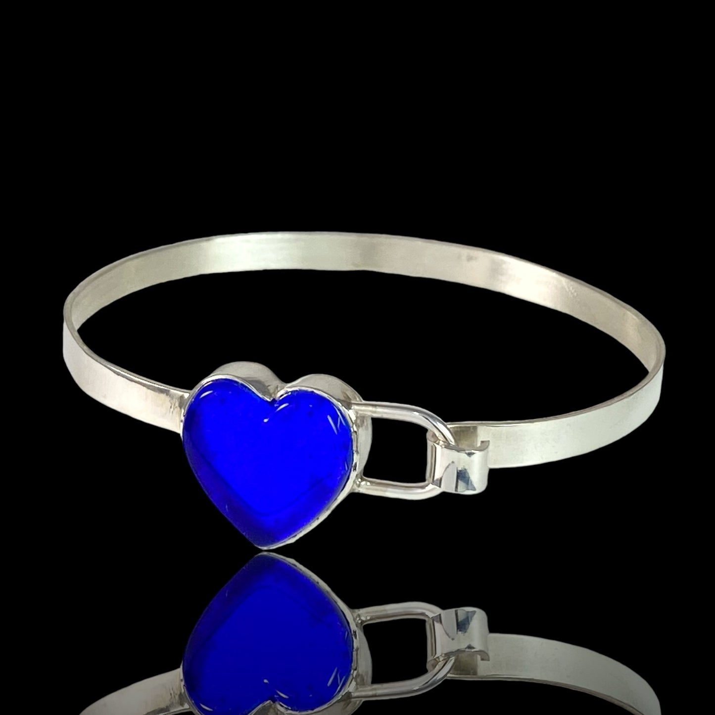 Hand Cut Heart Bracelet in Cobalt Blue