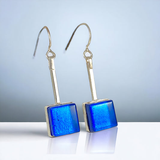 Swing Drop Earrings in Peacock Blue