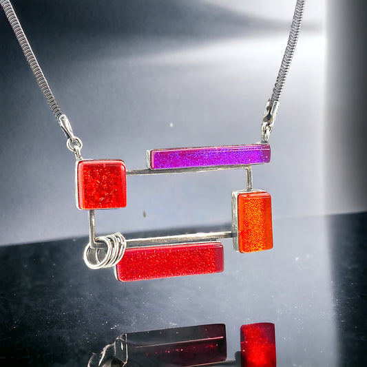 MCM Intersect Necklace in Red, Pink, and Orange