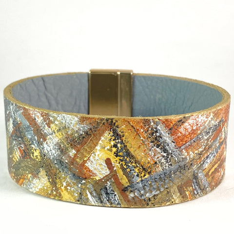 Metal Layers Leather Cuff