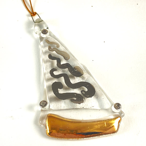 Abstract Clear Ornament Silver & Gold Luster #17