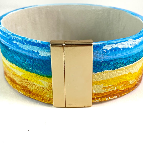 Beach, Sun and Sky Leather Cuff