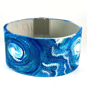 Blue Swirls Leather Cuff