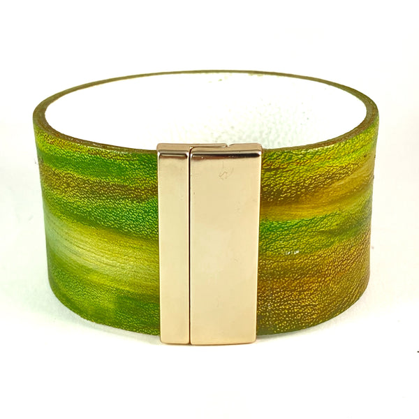 Green Gold Leather Cuff