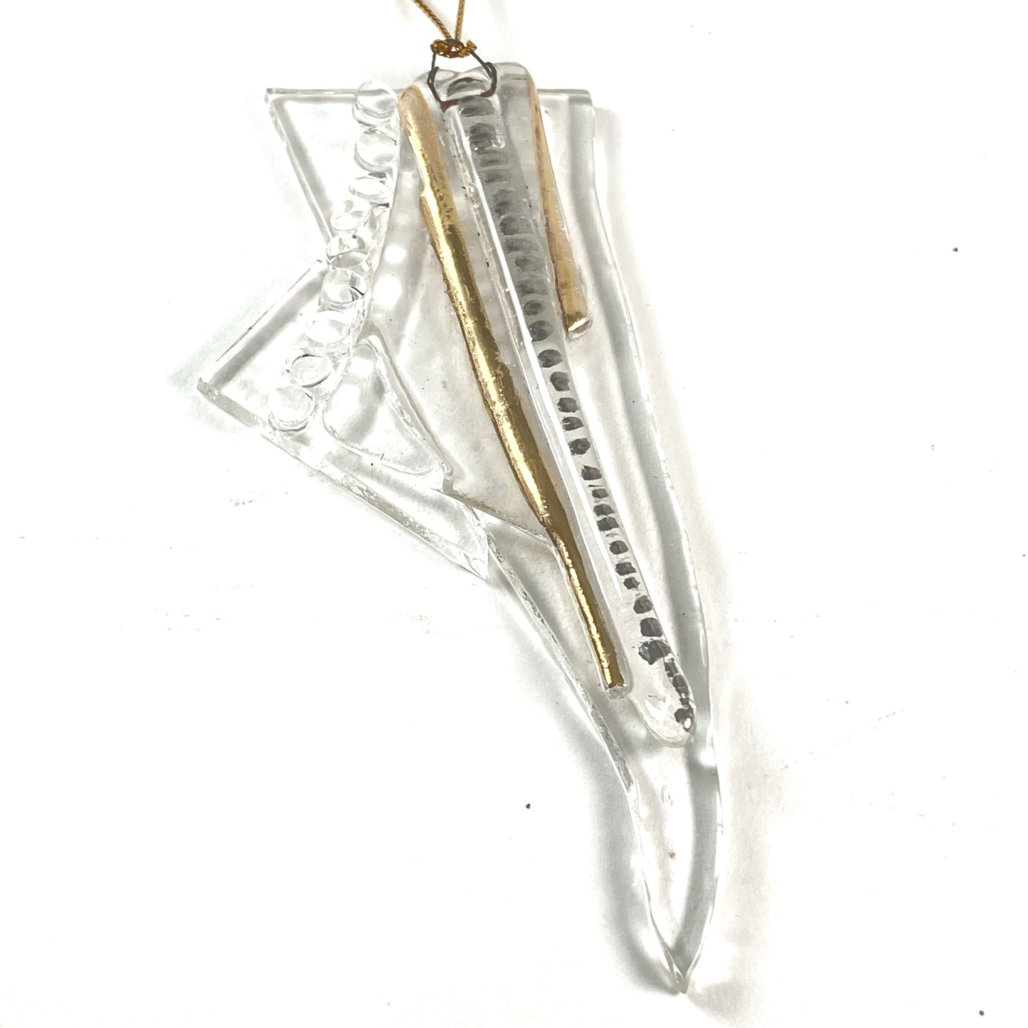 Abstract Clear Ornament Silver and Gold Luster #21