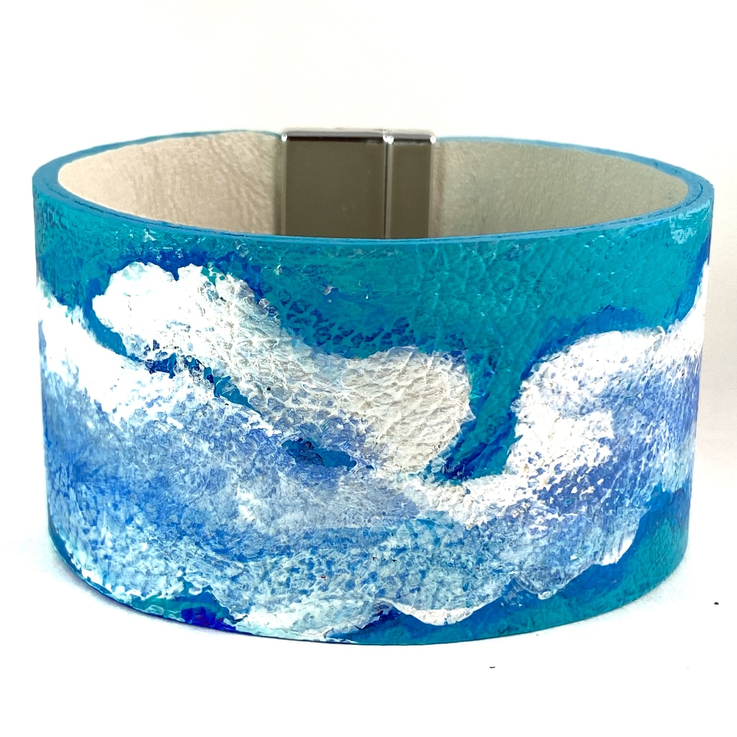 Silver Storm Clouds Leather Cuff