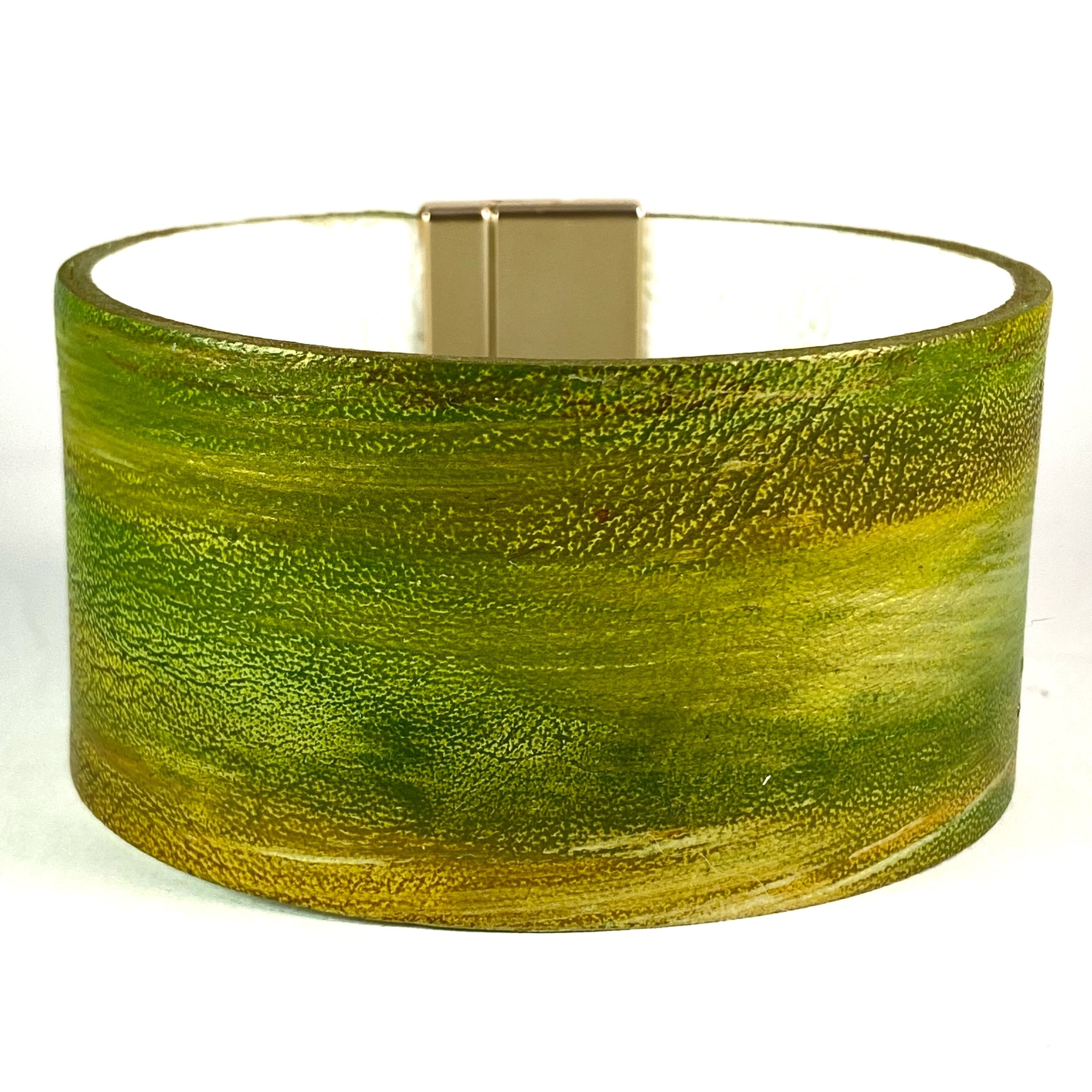 Green Gold Leather Cuff
