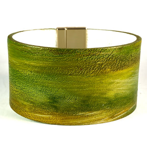 Green Gold Leather Cuff