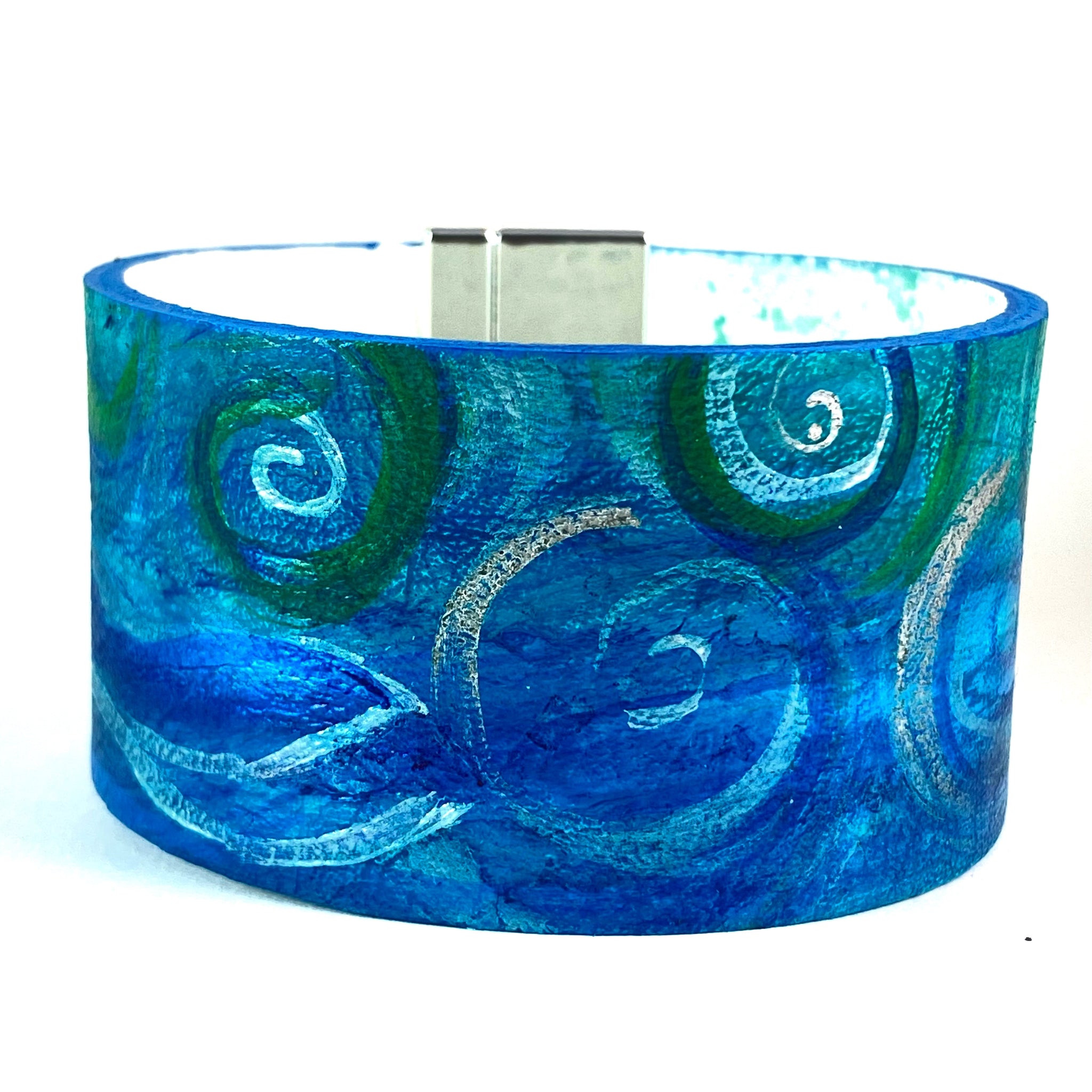 Ocean Swirls Leather Cuff