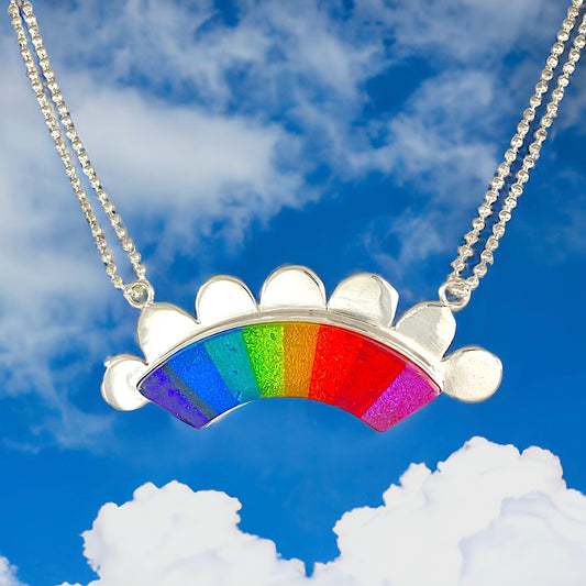 Rainbow Necklace with Clouds