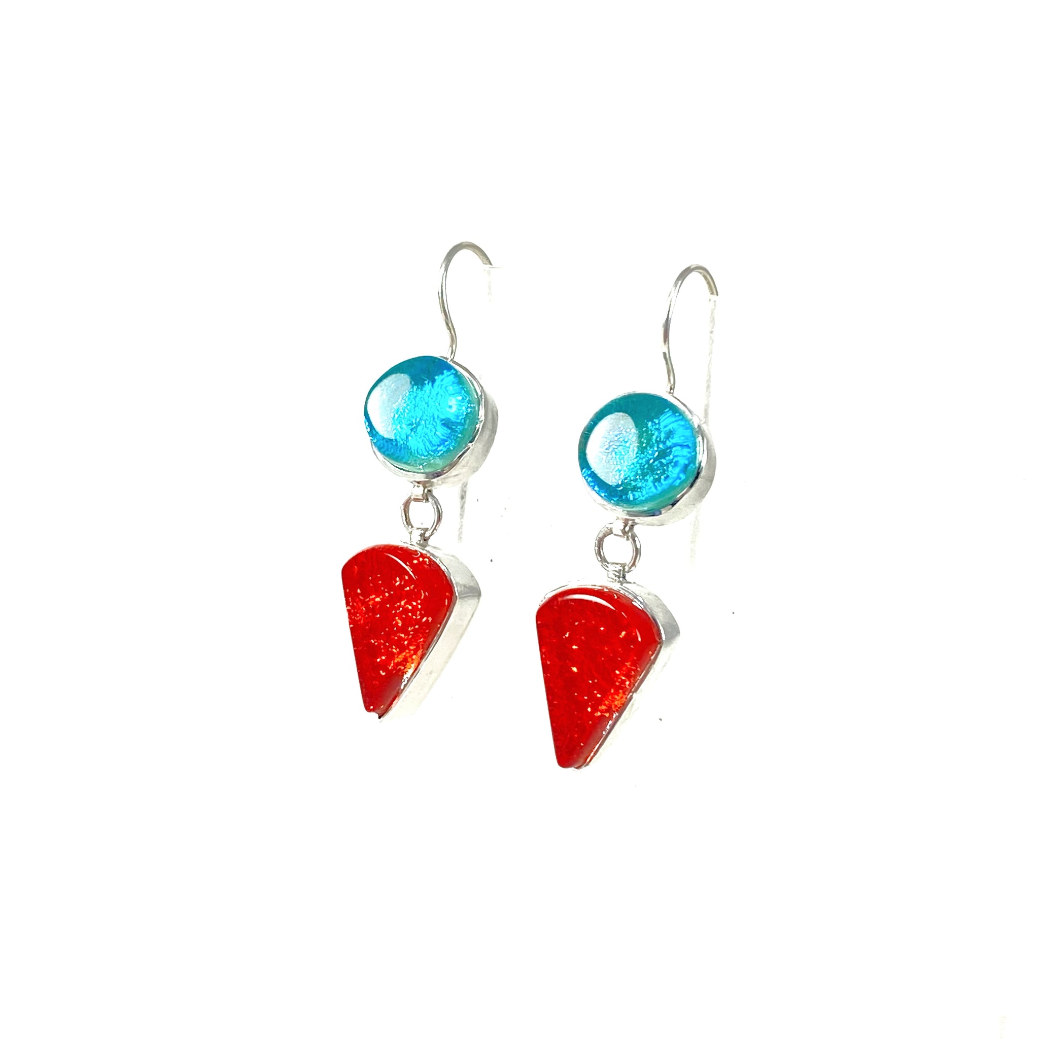 Small Double Drop Earrings in Caribbean and Sangria