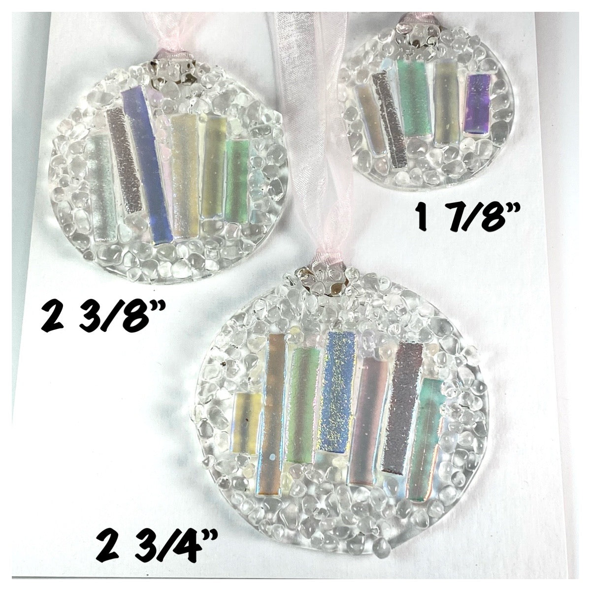 Three (3) Circle Abstract Ornaments in Dichroic