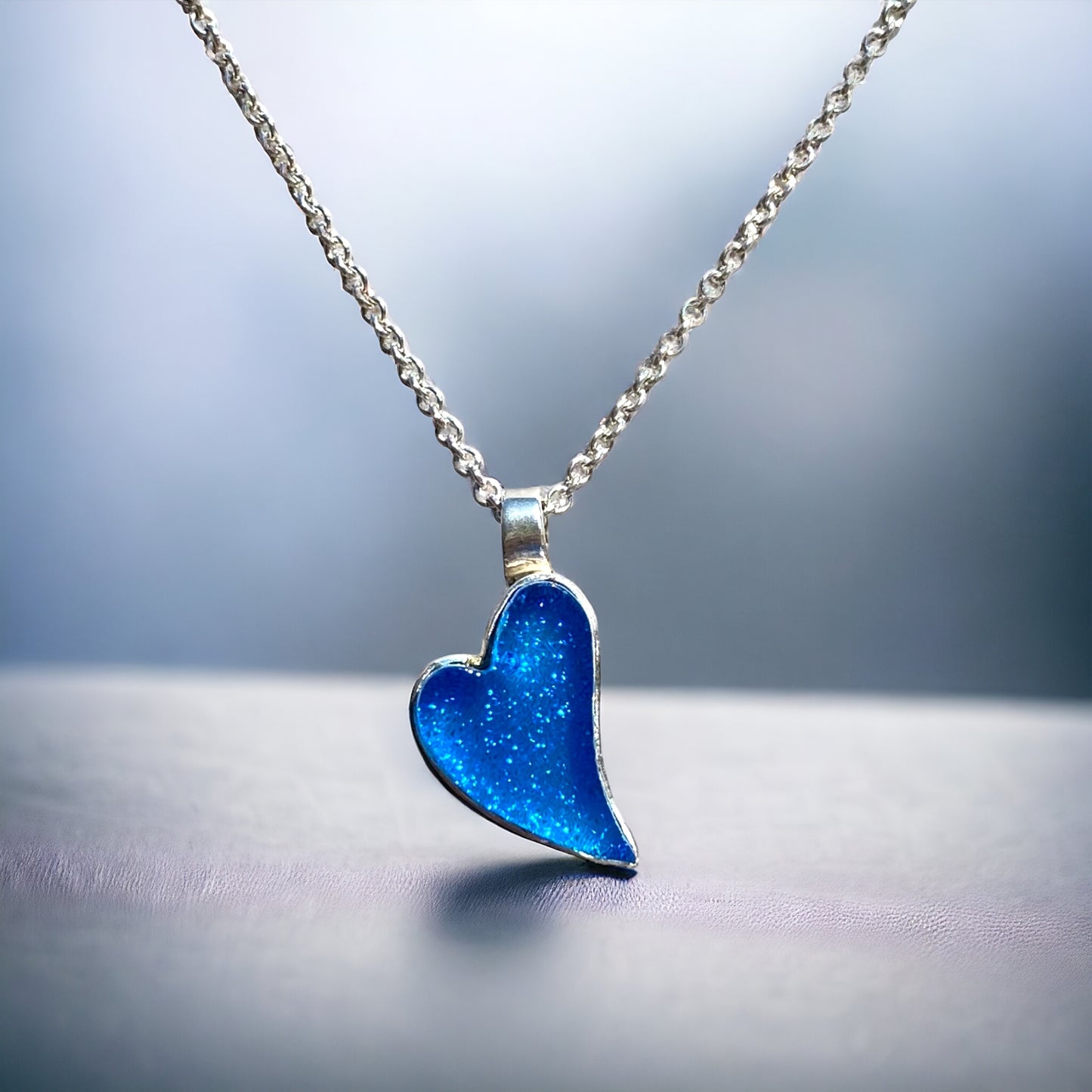 Small Curved Heart Necklace in Turquoise