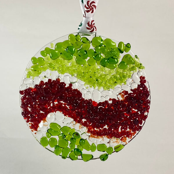 Large Circle Ornament in Red & Green & Clear