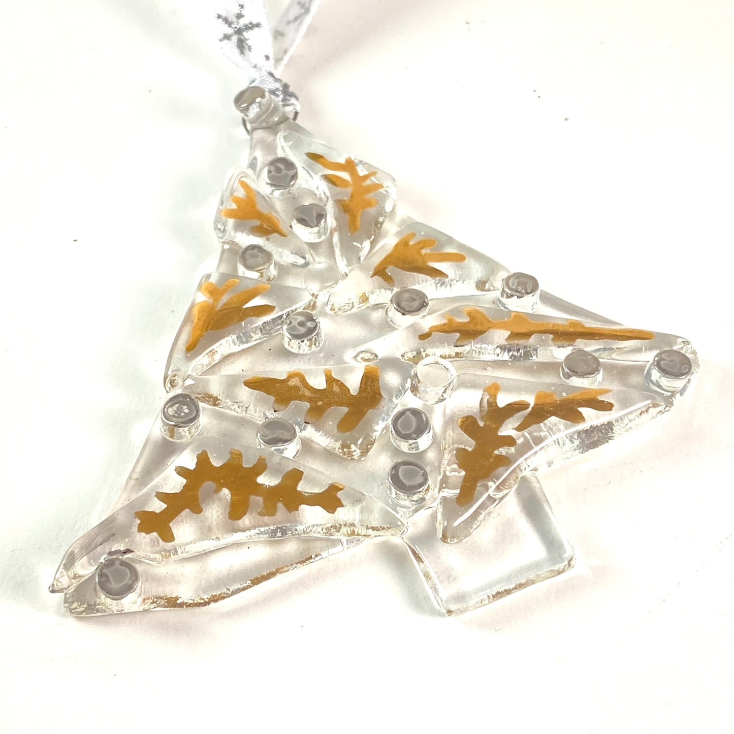 Abstract Tree Clear Ornament Silver and Gold Luster #11-A