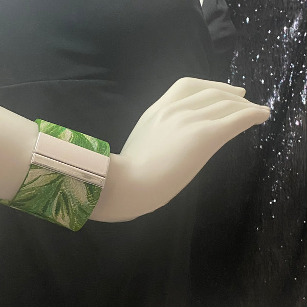 Green Leaves Leather Cuff
