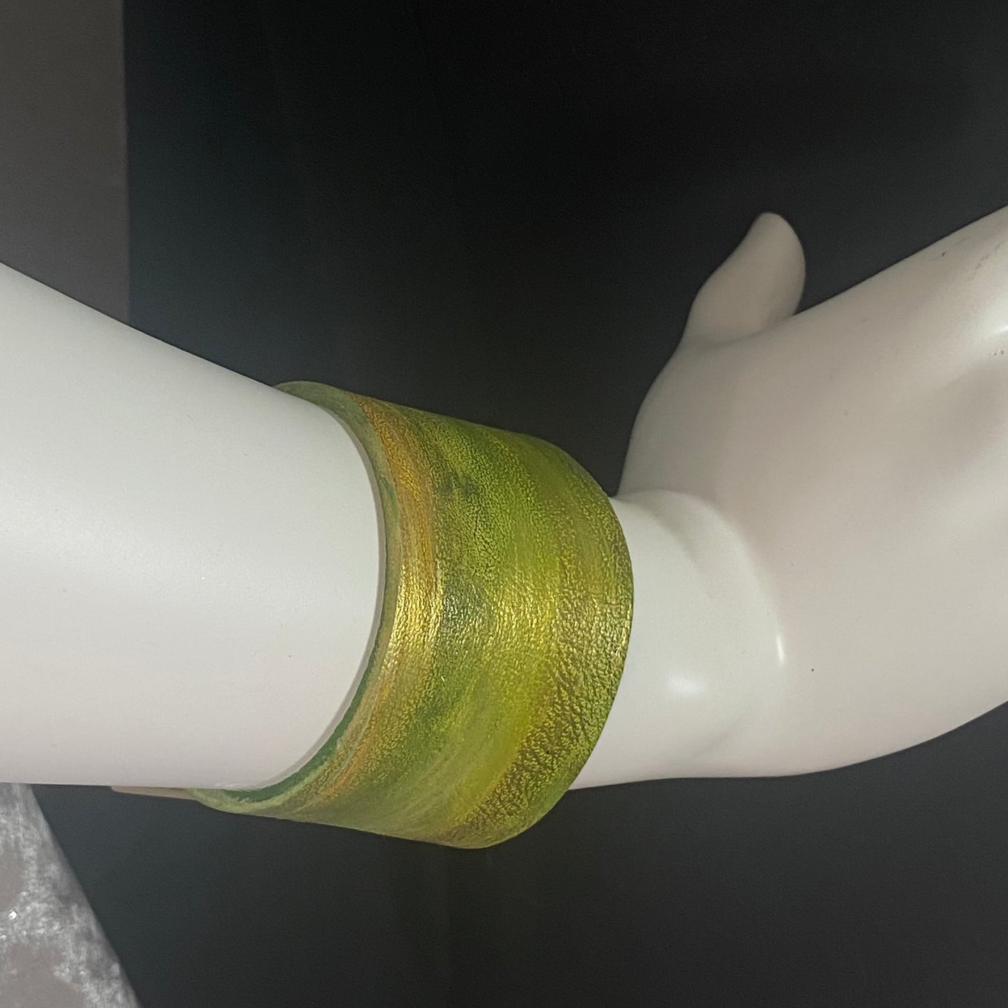 Green Gold Leather Cuff