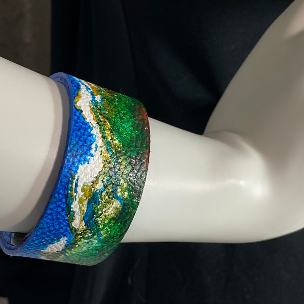 Snow Capped Mountains Leather Cuff