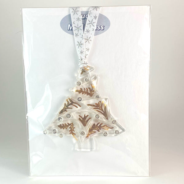 Abstract Tree Clear Ornament Silver and Gold Luster #11-A