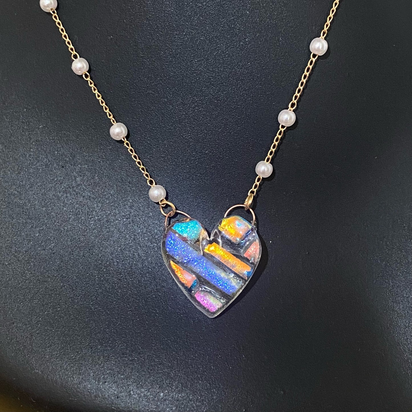 Dichroic Glass Heart Necklace (h)