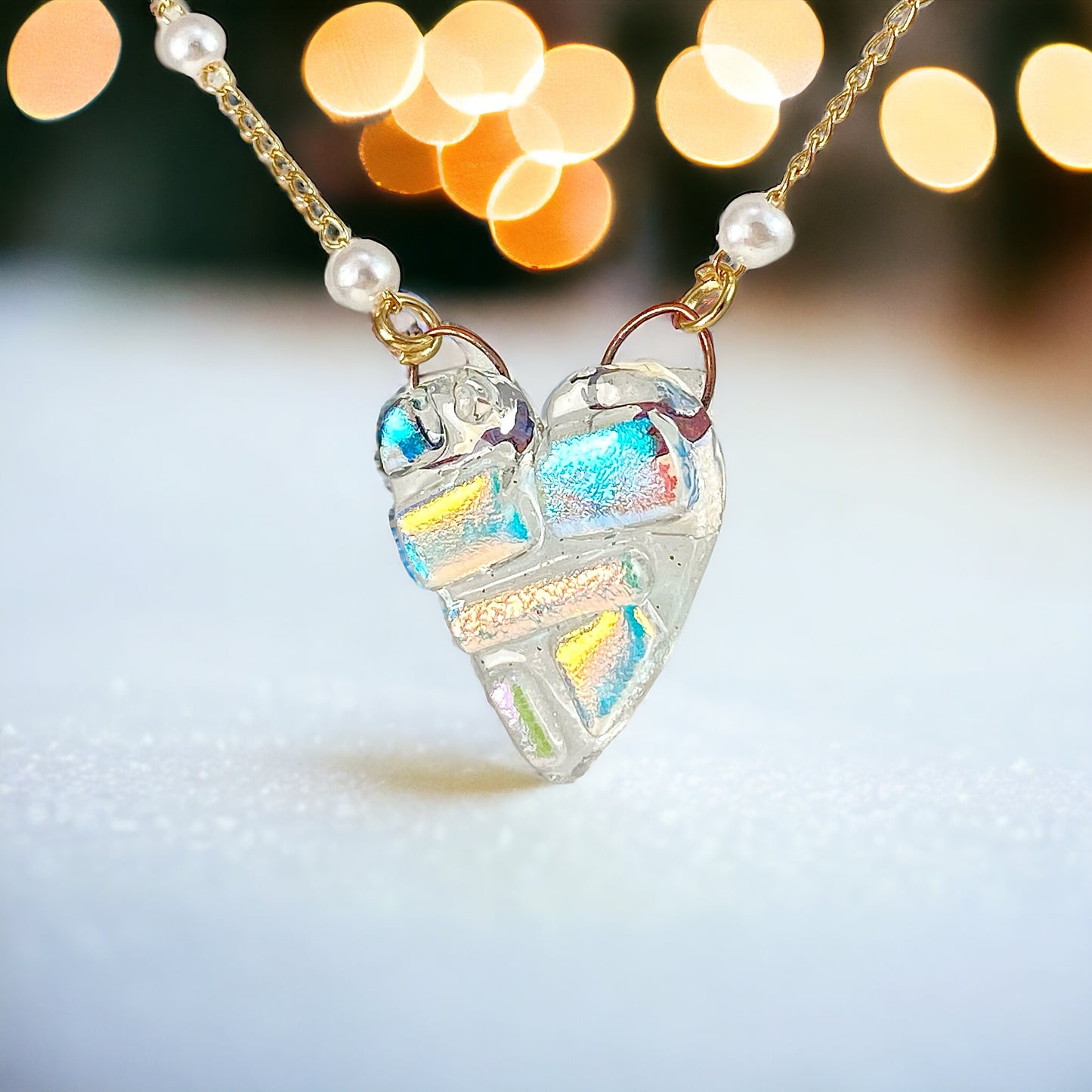 Dichroic Glass Heart Necklace (g)