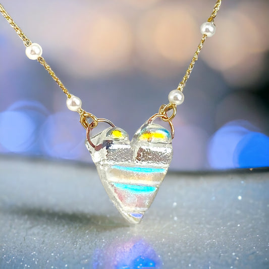 Dichroic Glass Heart Necklace (b)