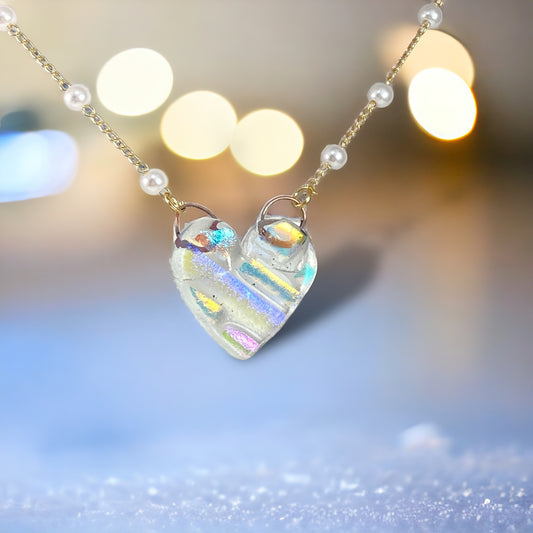 Dichroic Glass Heart Necklace (h)
