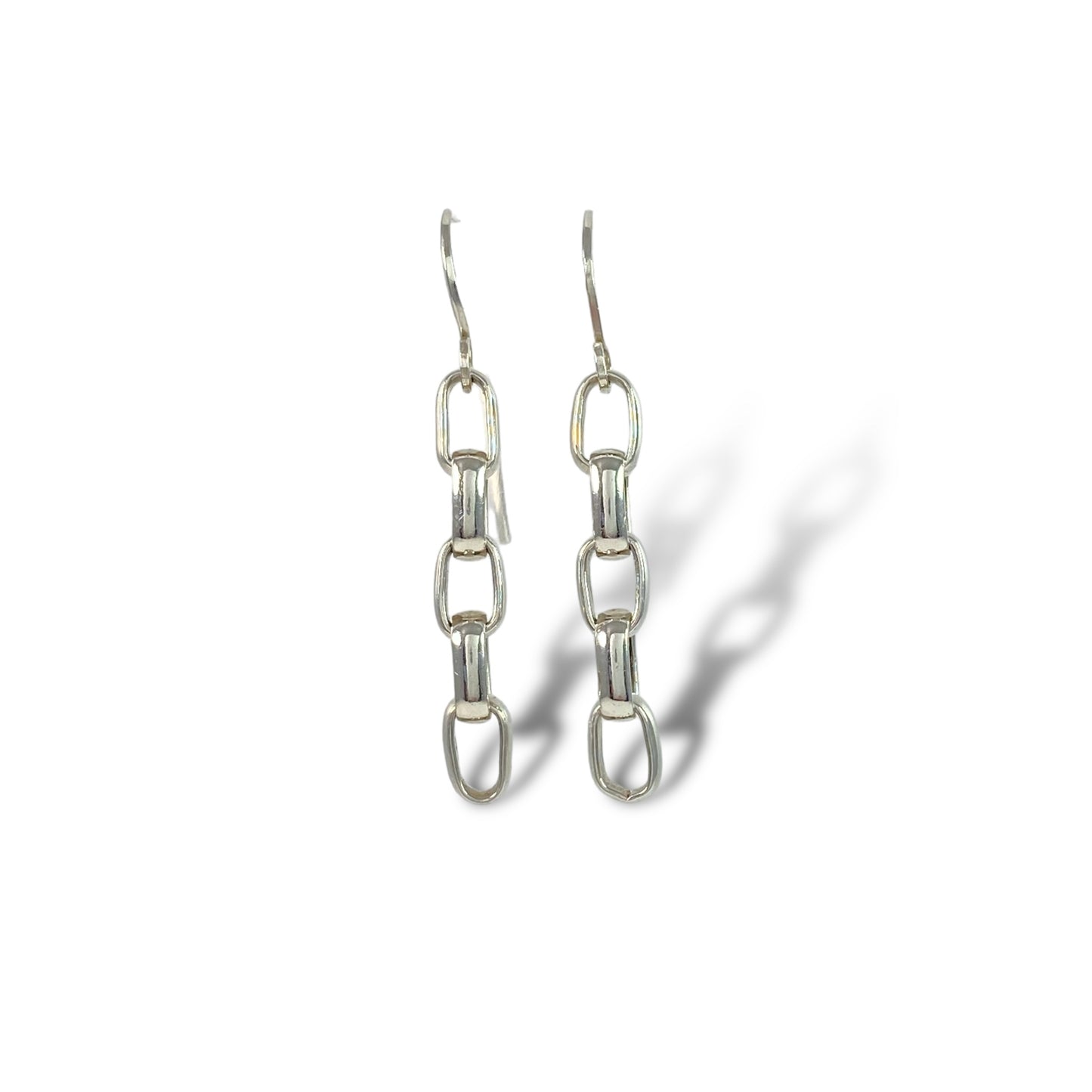 Long Rolo Linked Chain Wire Earrings