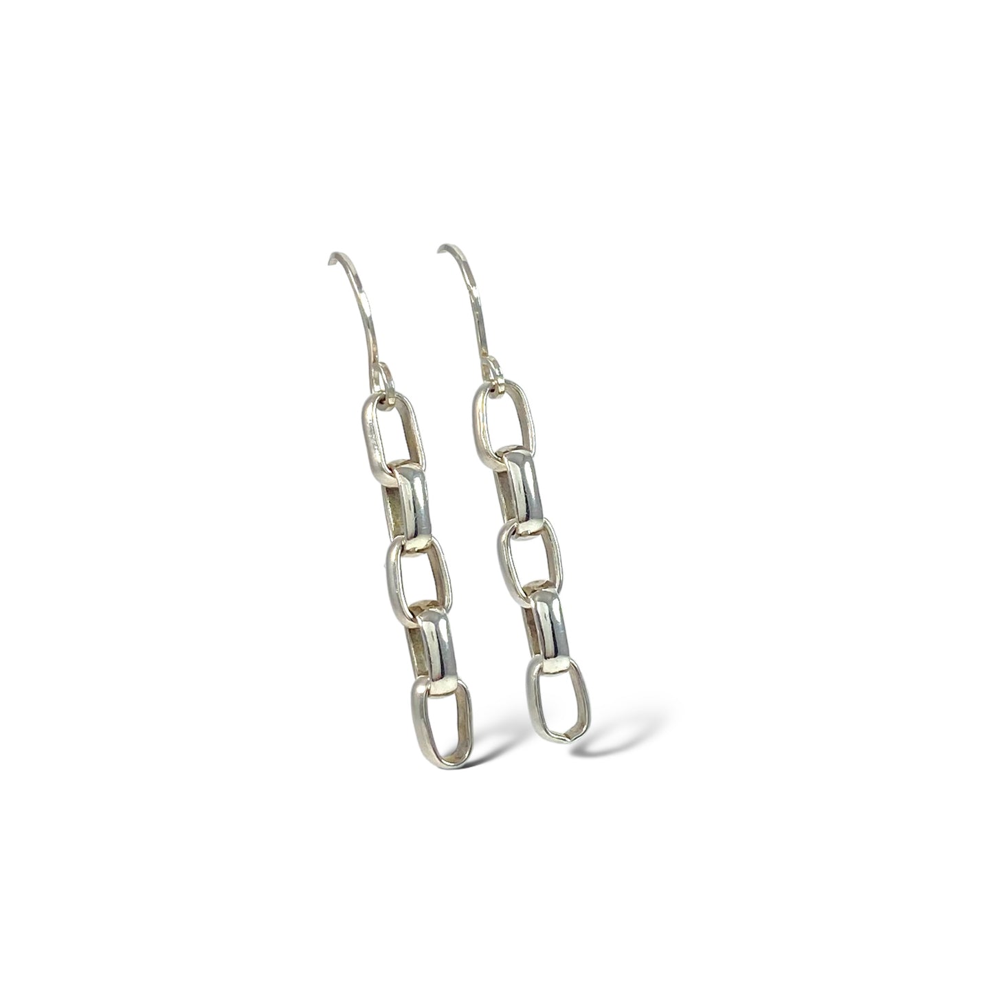 Long Rolo Linked Chain Wire Earrings