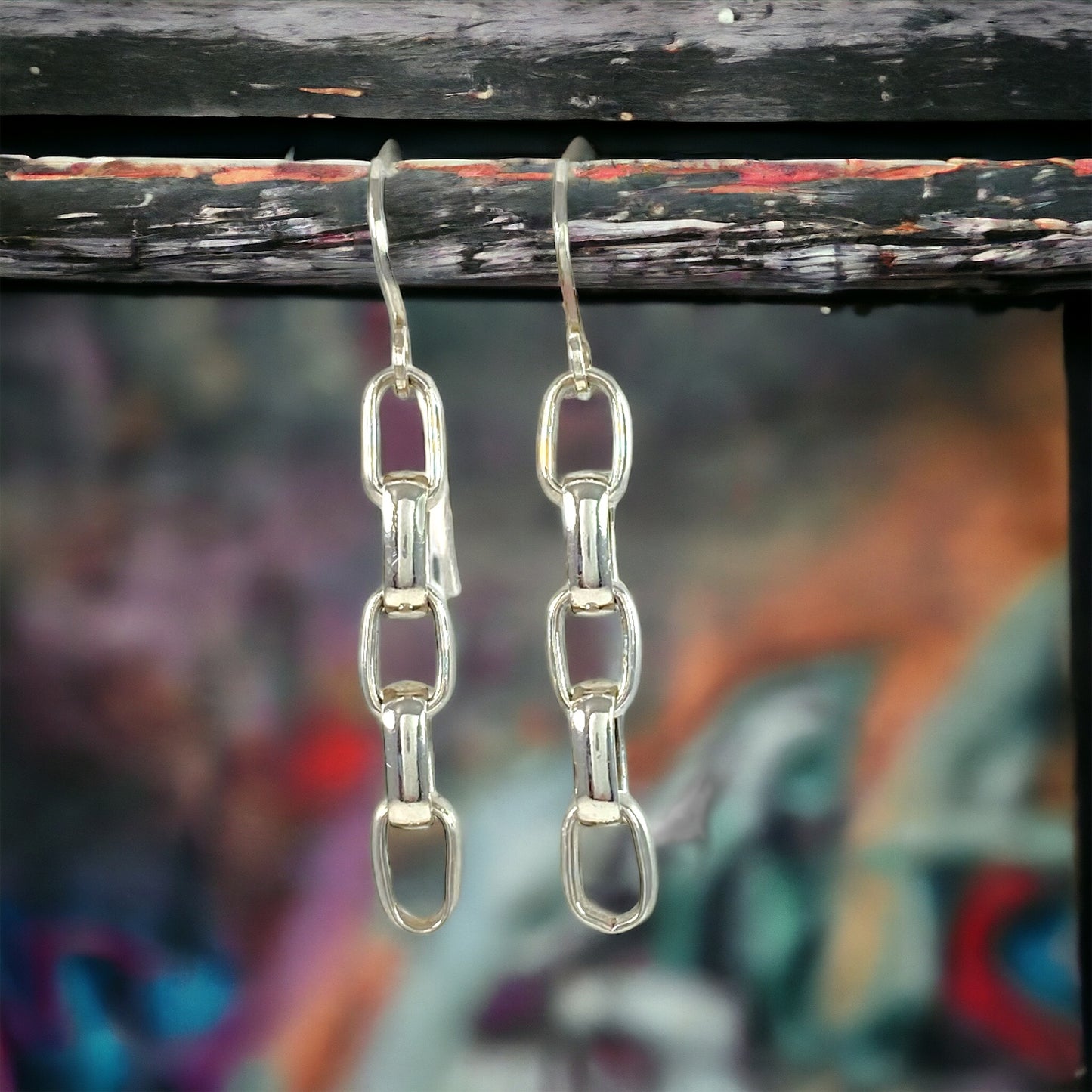 Long Rolo Linked Chain Wire Earrings