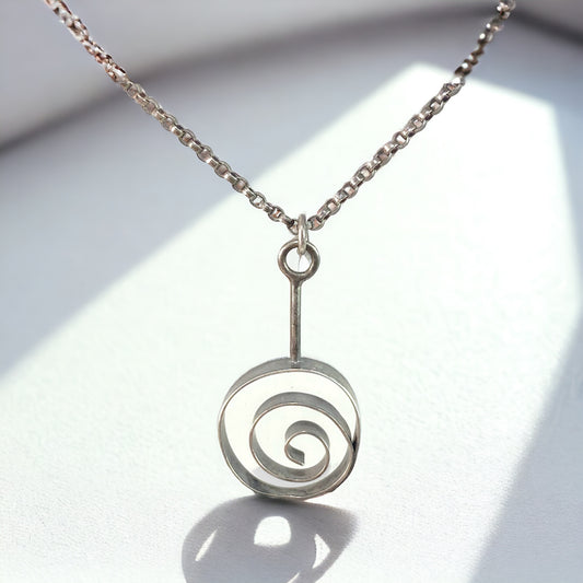 Small Oxidized Spiral Necklace