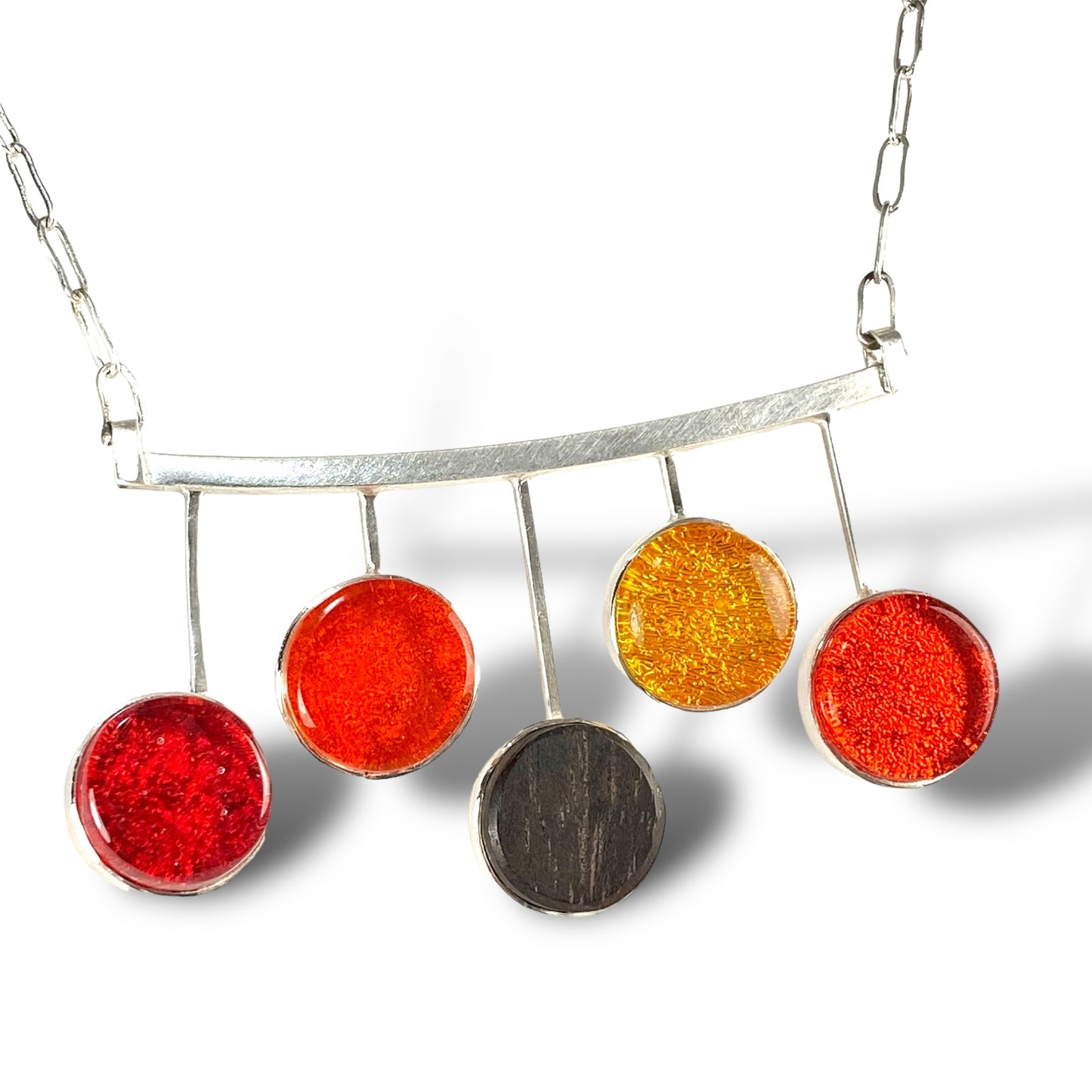 Five Element MCM Necklace in Orange & Reds with Ebony