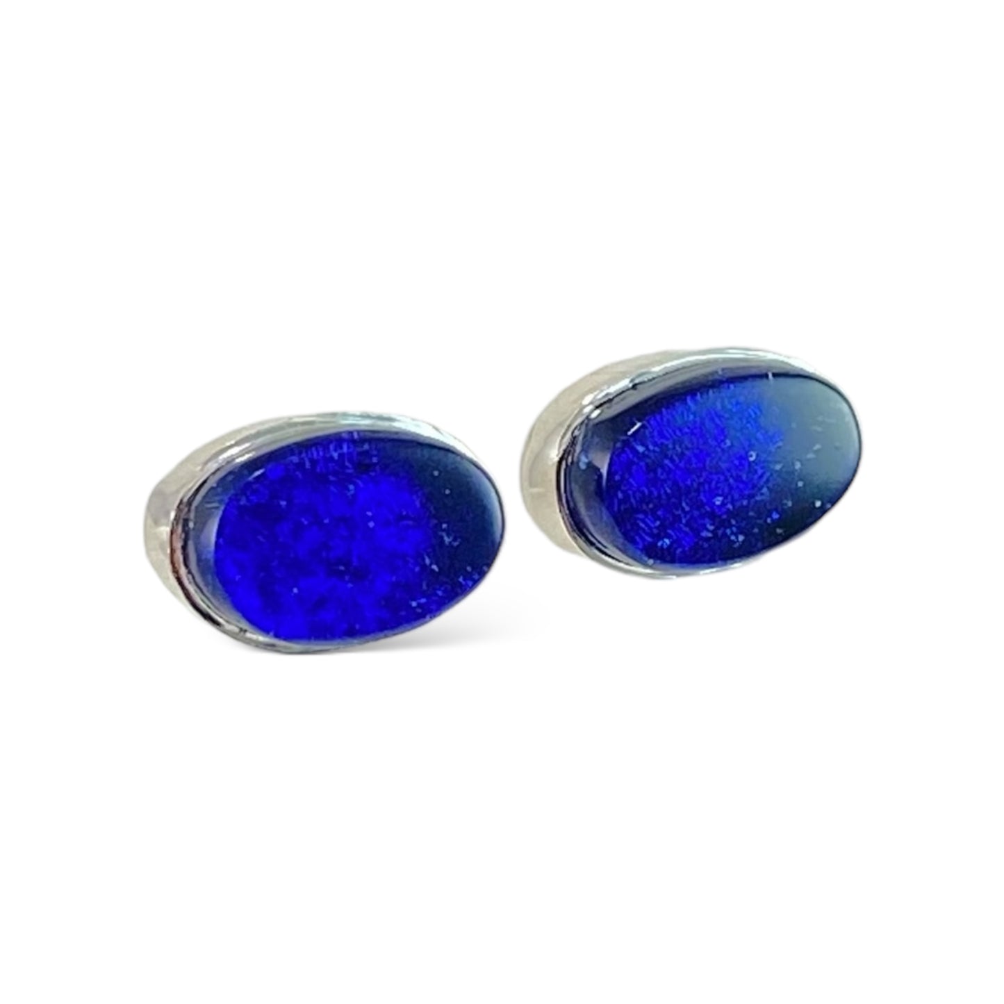 Oval Post Earrings in Cobalt