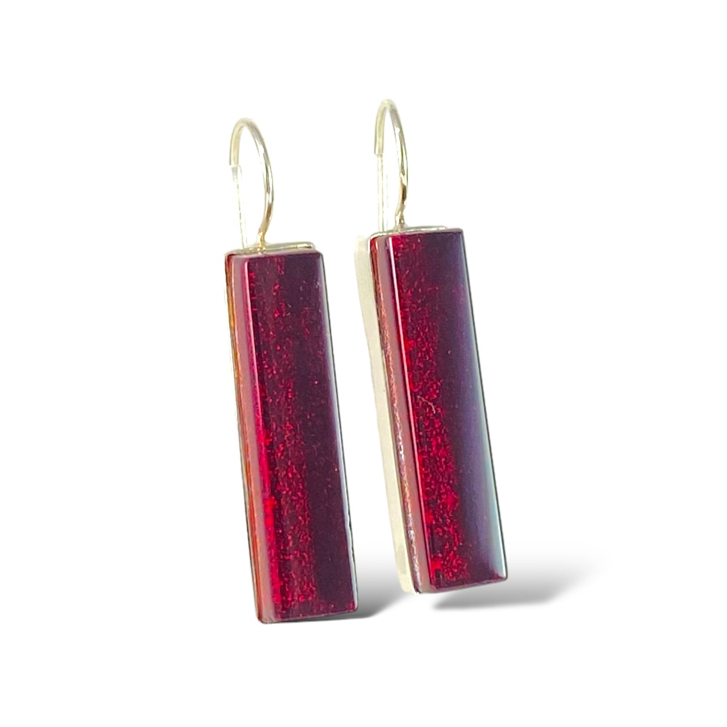 Long Rectangle Earrings in Ruby